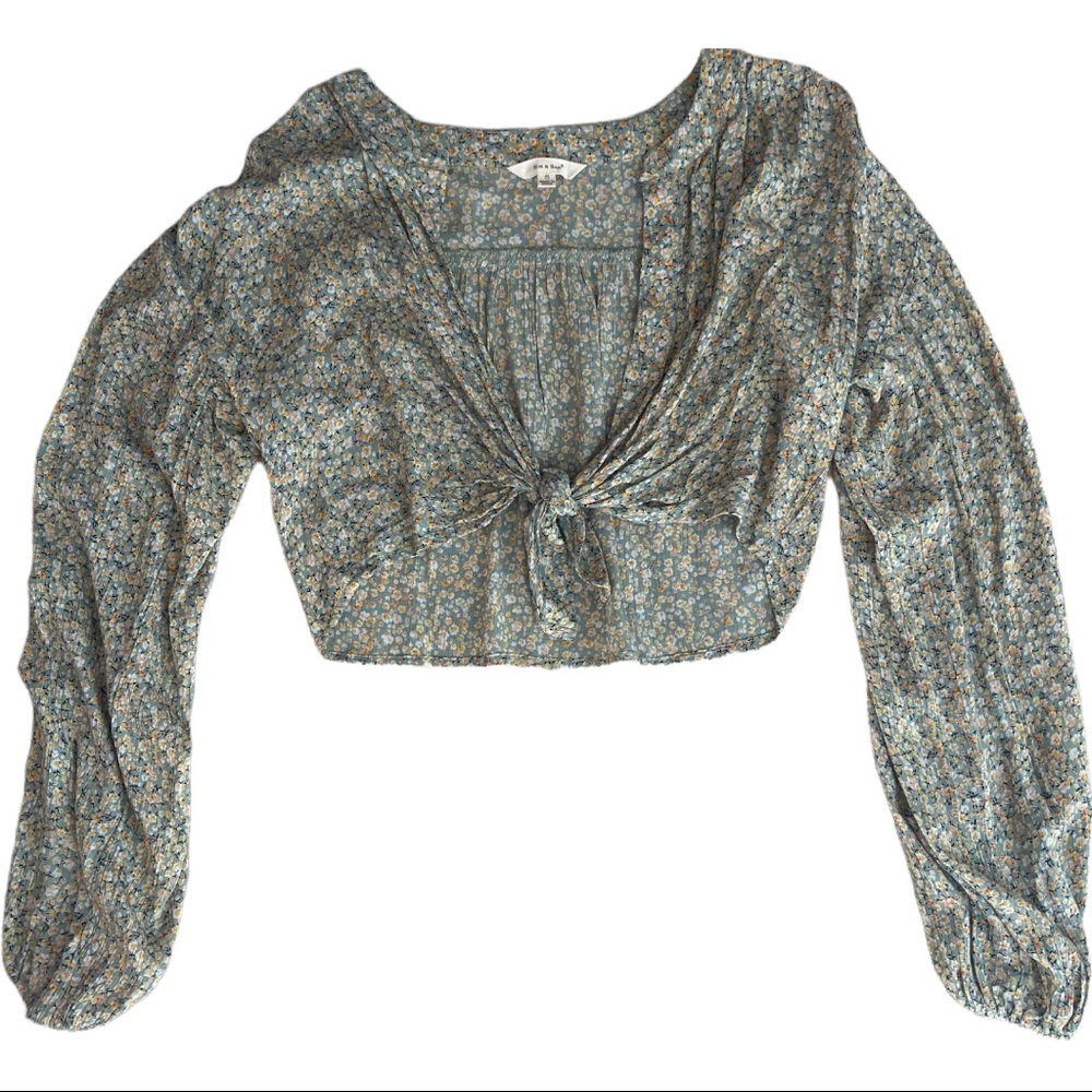 Small Floral Long Sleeve Crop Top
